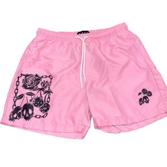 WXYZ MFG CO Other - Punk Swim Trunk L Pink Skull Rose Graphic WXYZ MFG CO